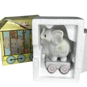 Precious Moments Birthday Train Elephant 4 Yrs Old Porcelain Figurine Enesco Box